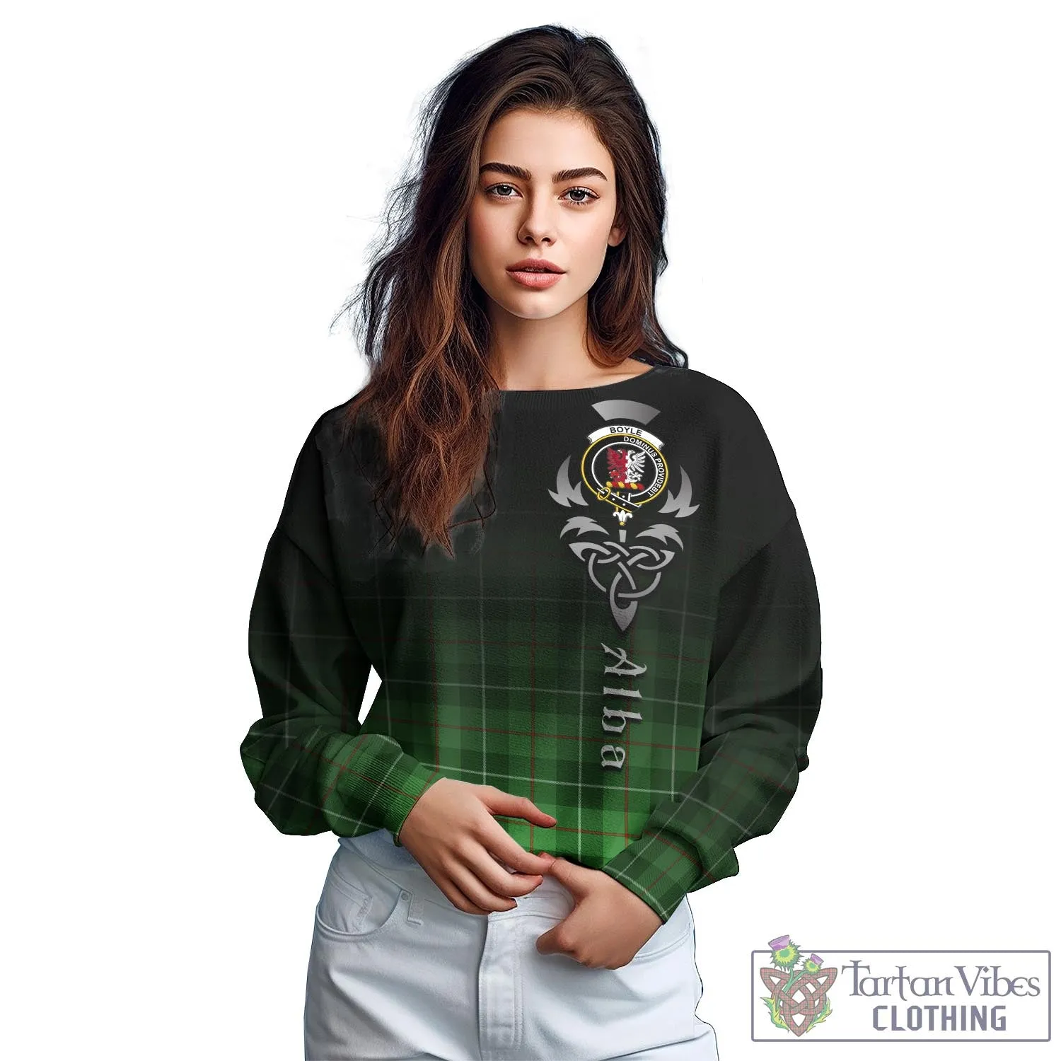 Boyle Tartan Sweatshirt Featuring Alba Gu Brath Family Crest Celtic Inspired