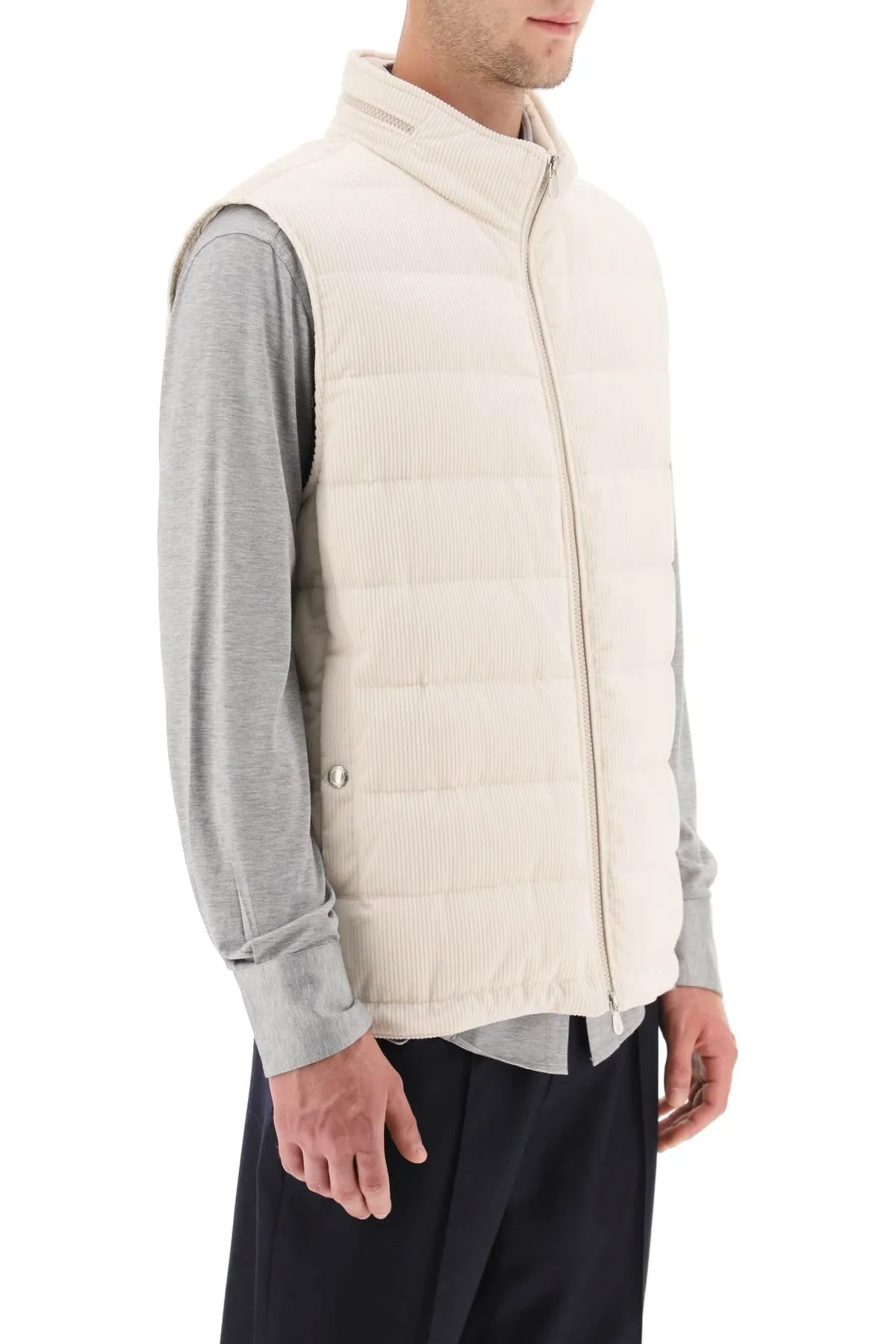 Brunello cucinelli corduroy sleeveless puffer vest