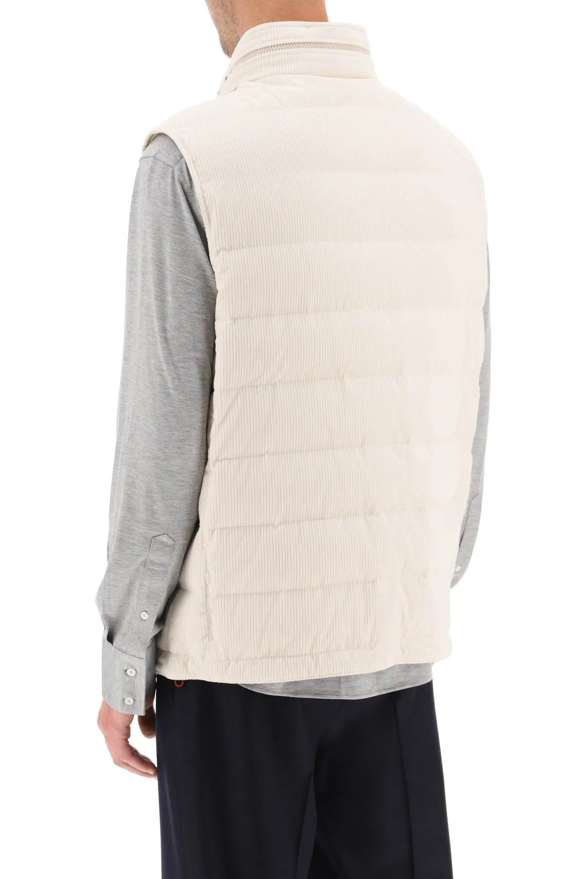 Brunello cucinelli corduroy sleeveless puffer vest