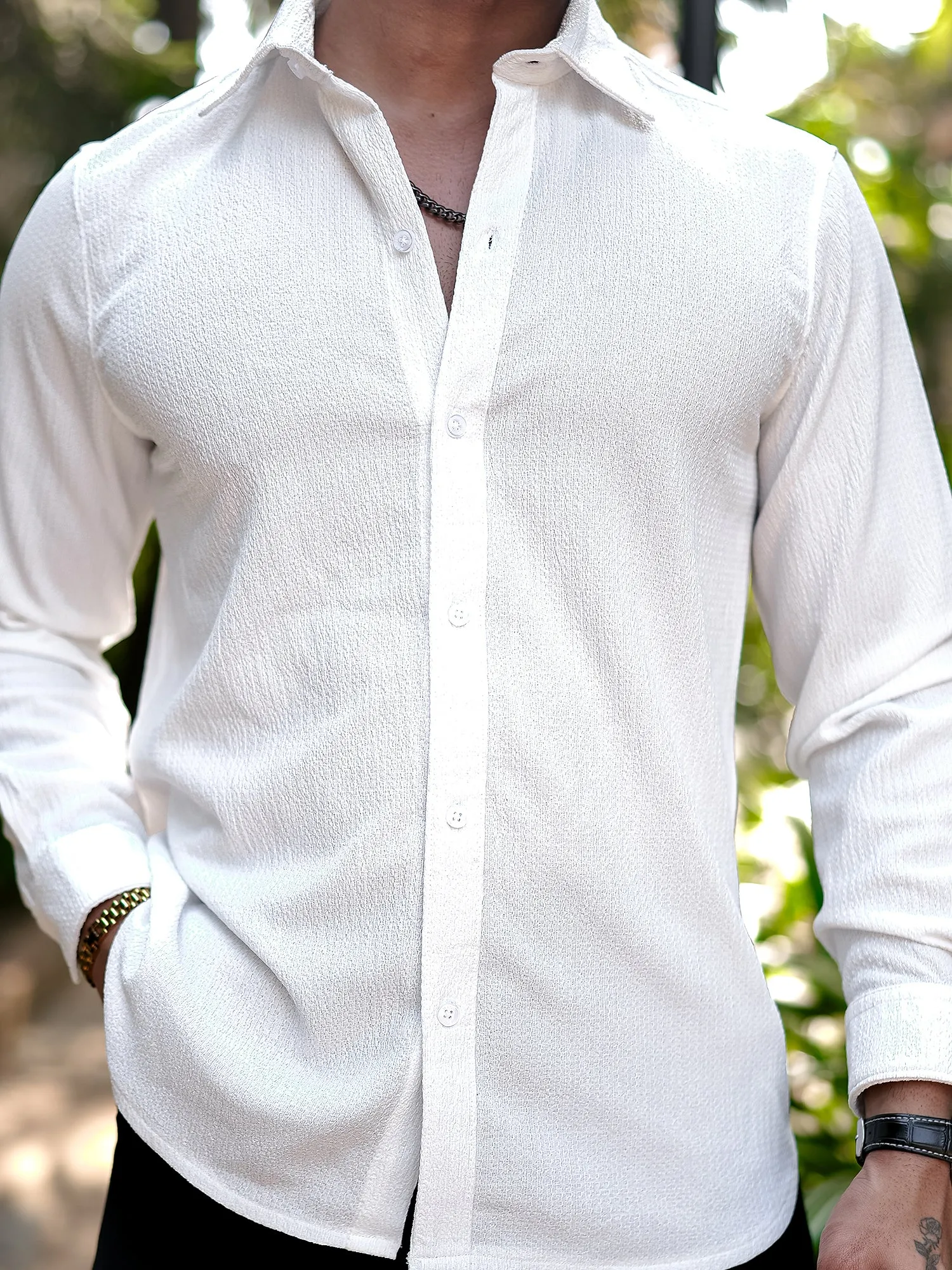 Bubble White Full Sleeve Shirt