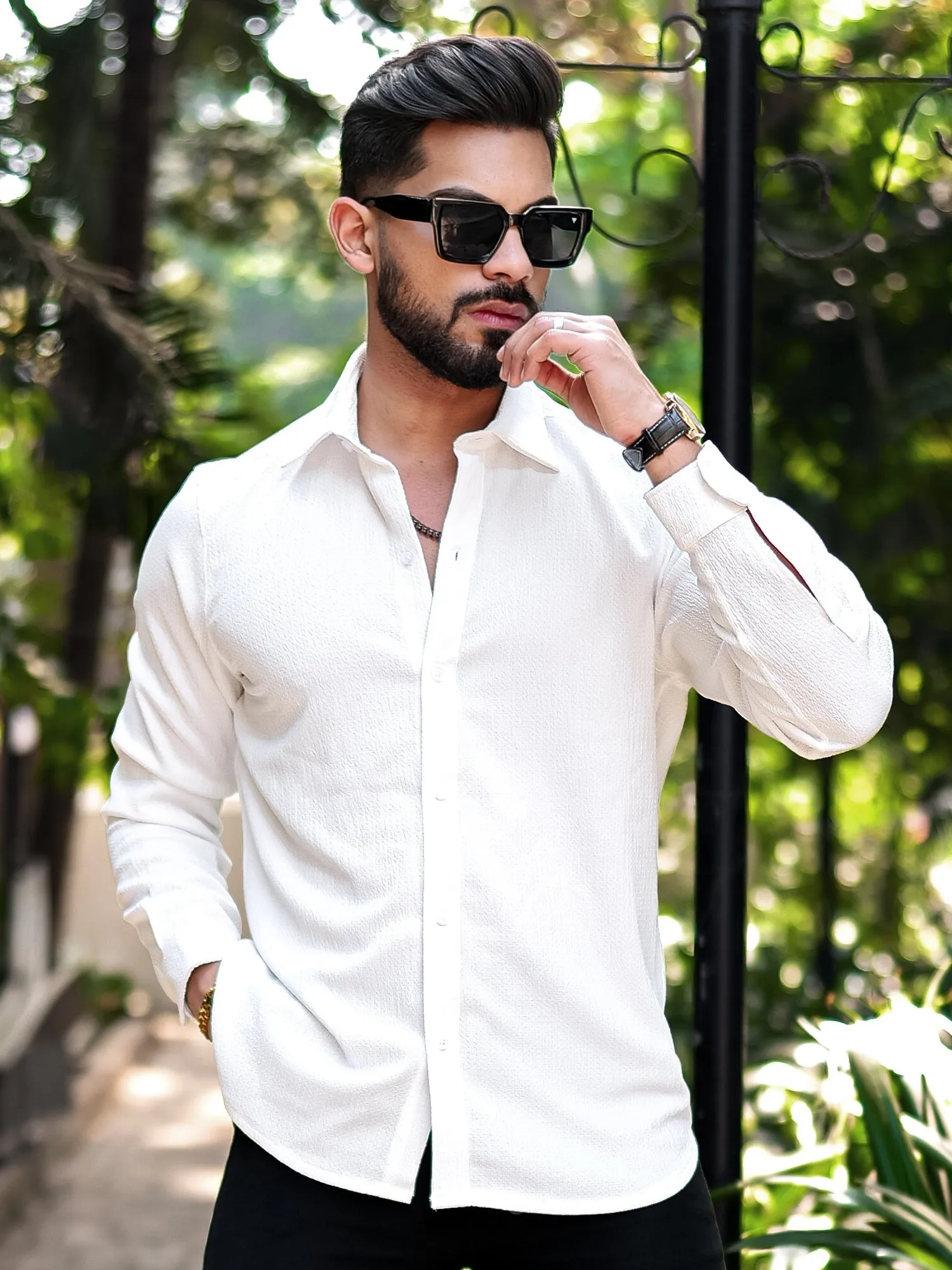 Bubble White Full Sleeve Shirt