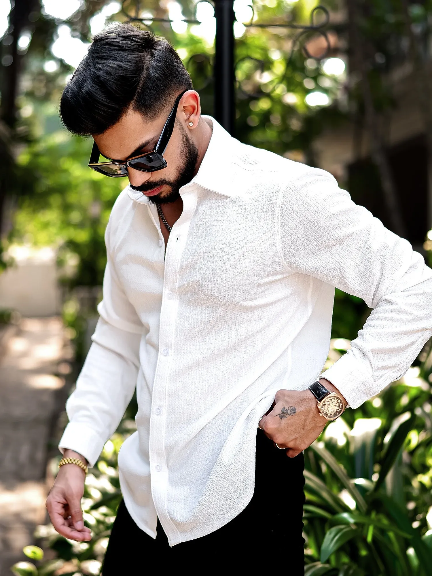 Bubble White Full Sleeve Shirt