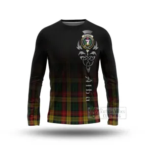 Buchanan Tartan Long Sleeve T-Shirt Featuring Alba Gu Brath Family Crest Celtic Inspired