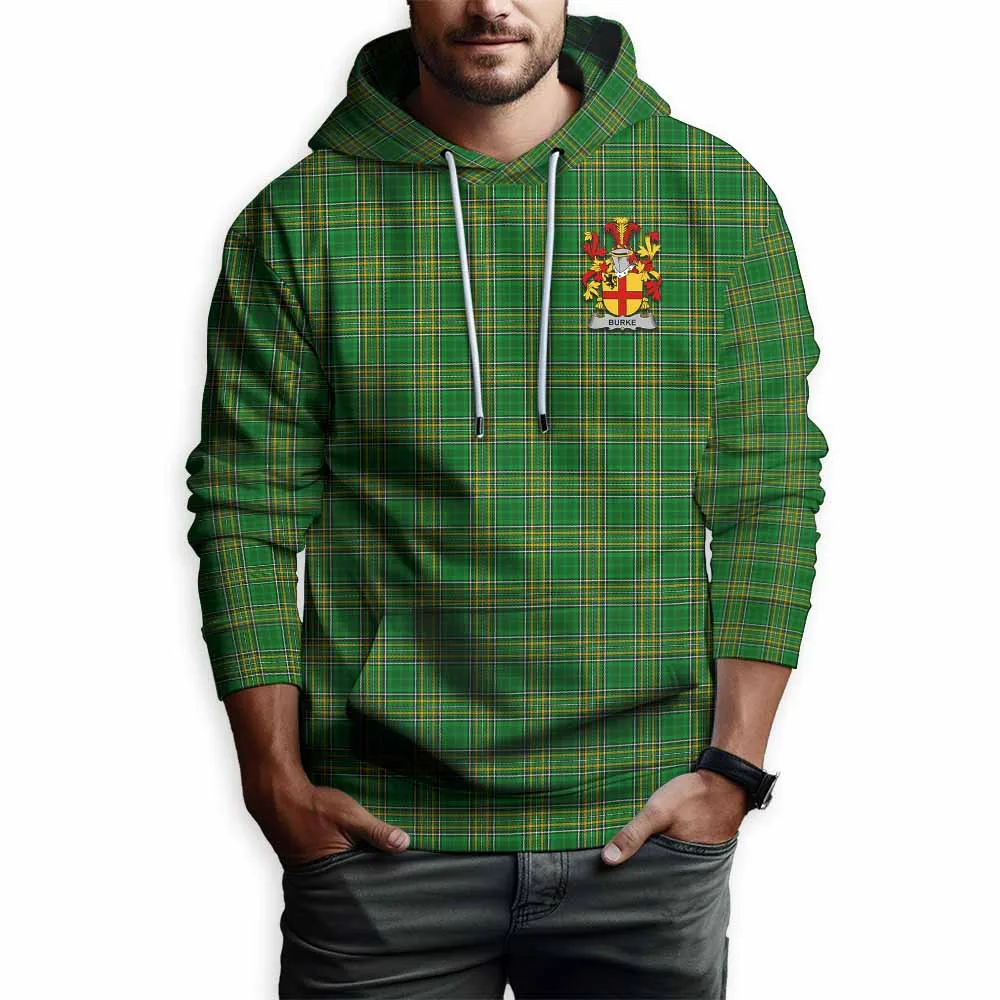 Burke Irish Clan Tartan Hoodie with Coat of Arms