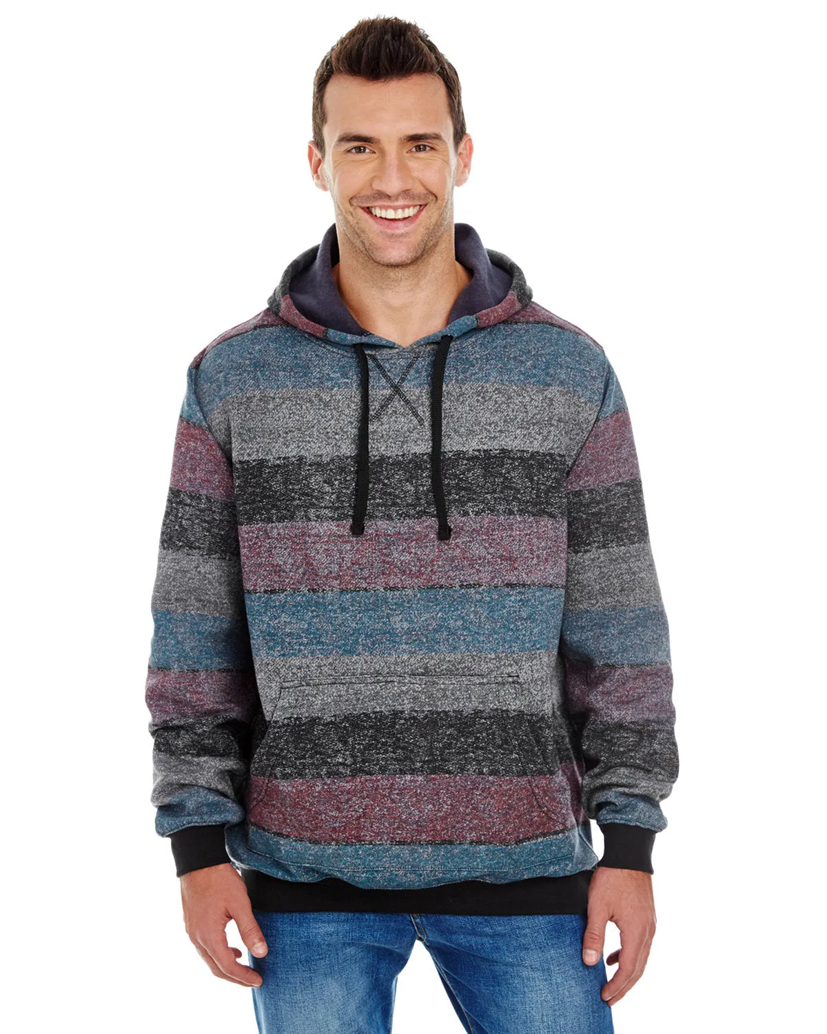 Burnside Men's Printed Stripe Marl Pullover