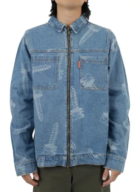 Butter Laser Graphic Denim Jacket - Vintage Indigo