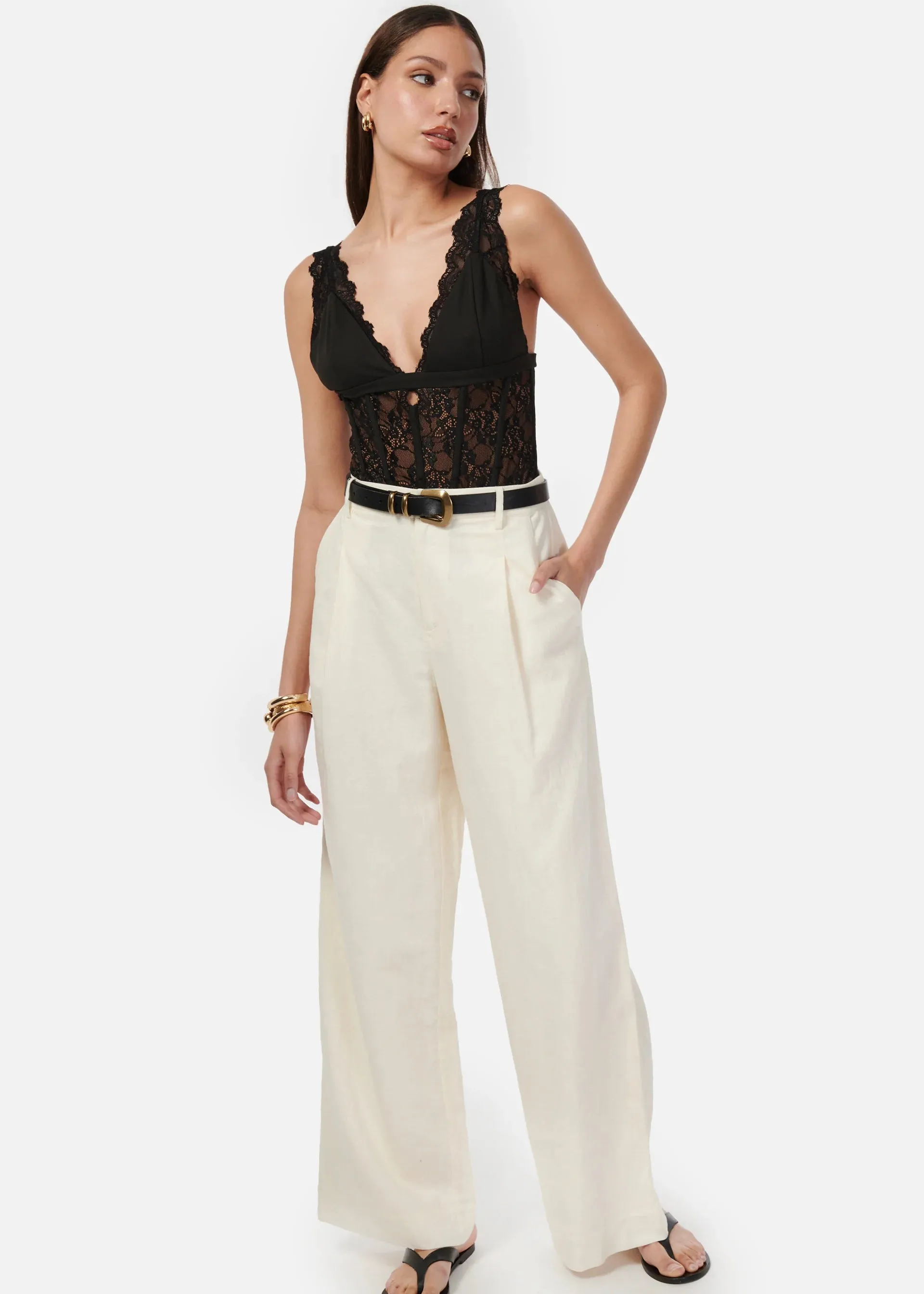 CAMI NYC CADIZ WIDE LEG PANT CREAM