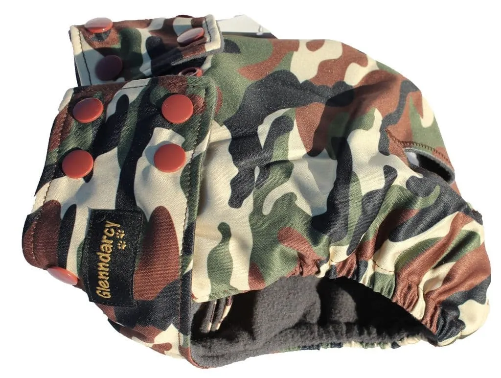 Camouflage Female Dog Nappy - Poppers fastening