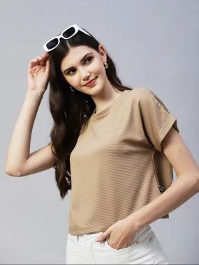 Cap Sleeves Poly Corduroy Crop Top