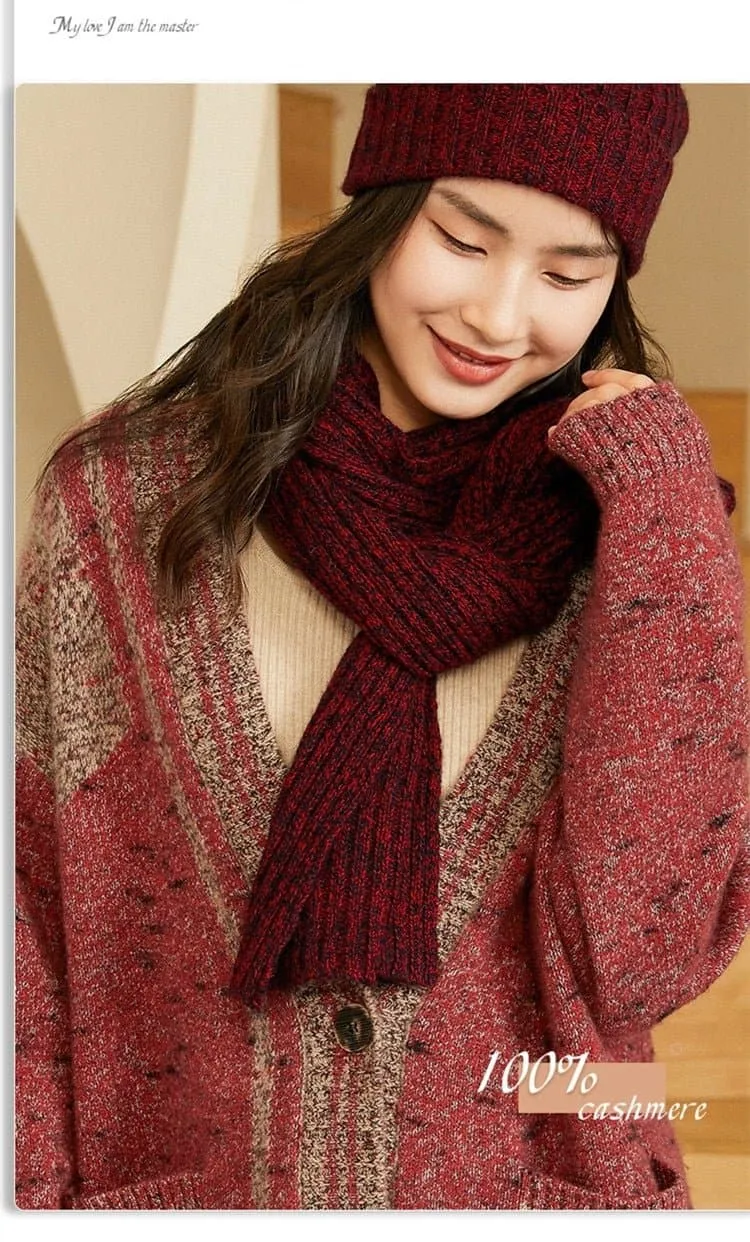 Cashmere Knitted Scarf - Soft & Stylish Winter Accessory | 135cm-175cm Length