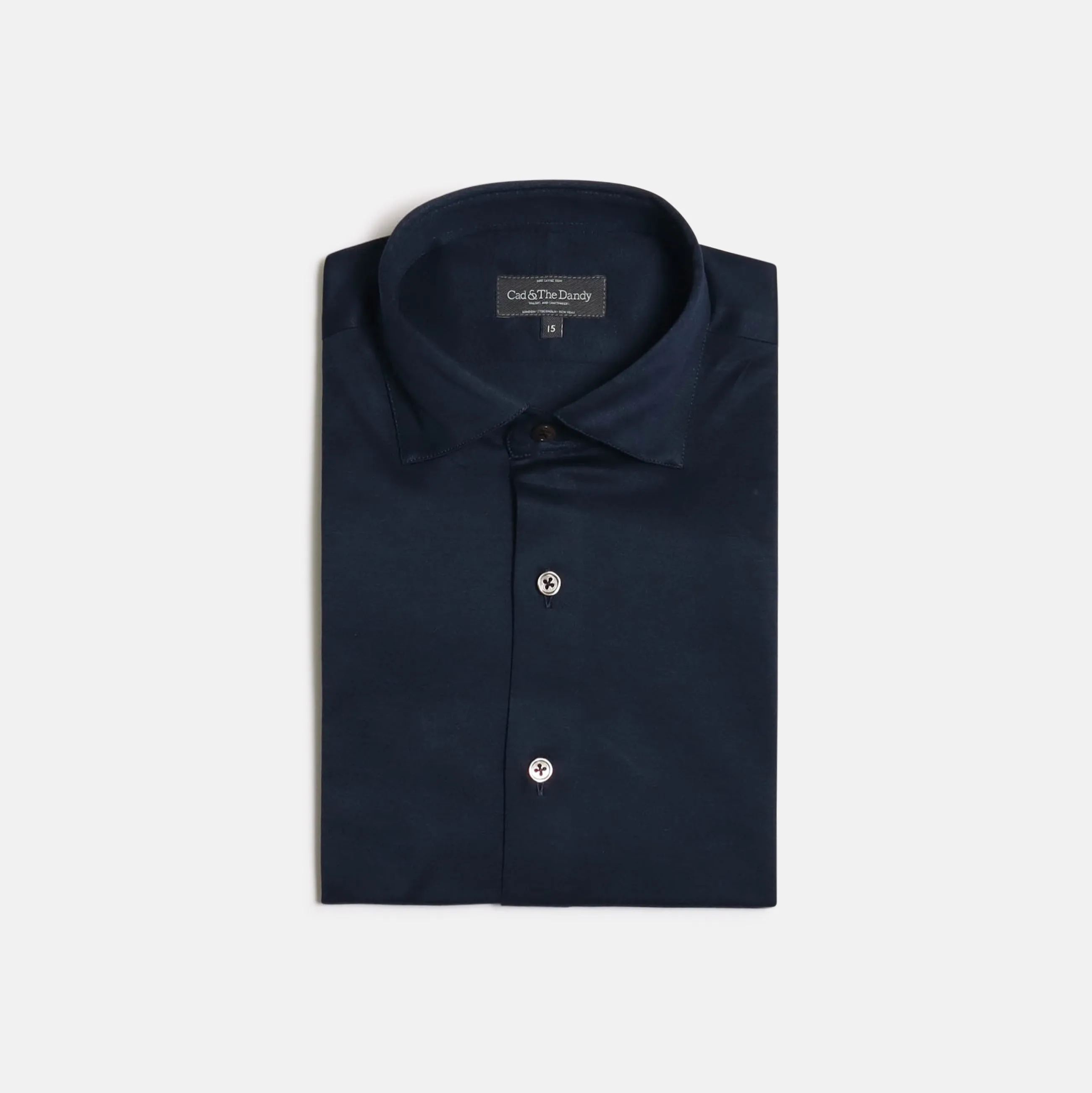 Casual Collar, Single Cuff Shirt in Navy Jersey