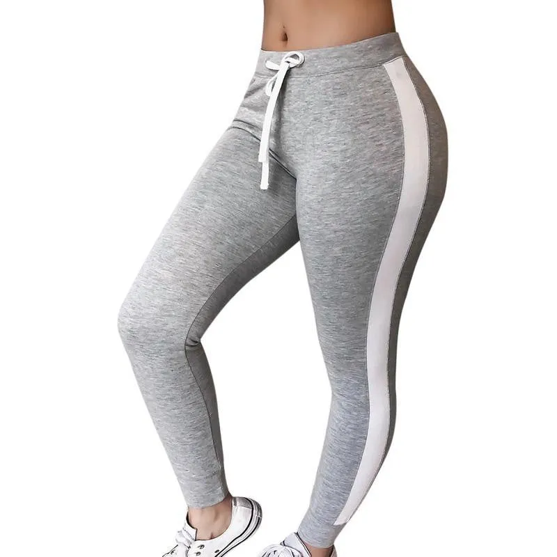 Casual Side Striped Elastic Waist Gyms Leggings