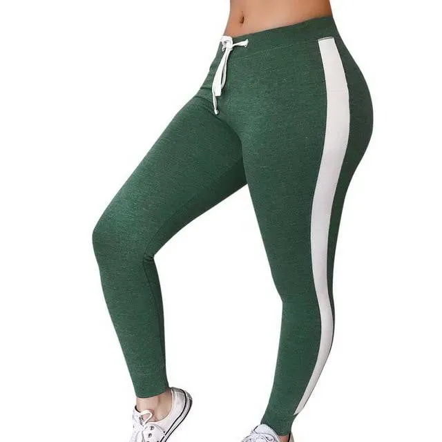 Casual Side Striped Elastic Waist Gyms Leggings