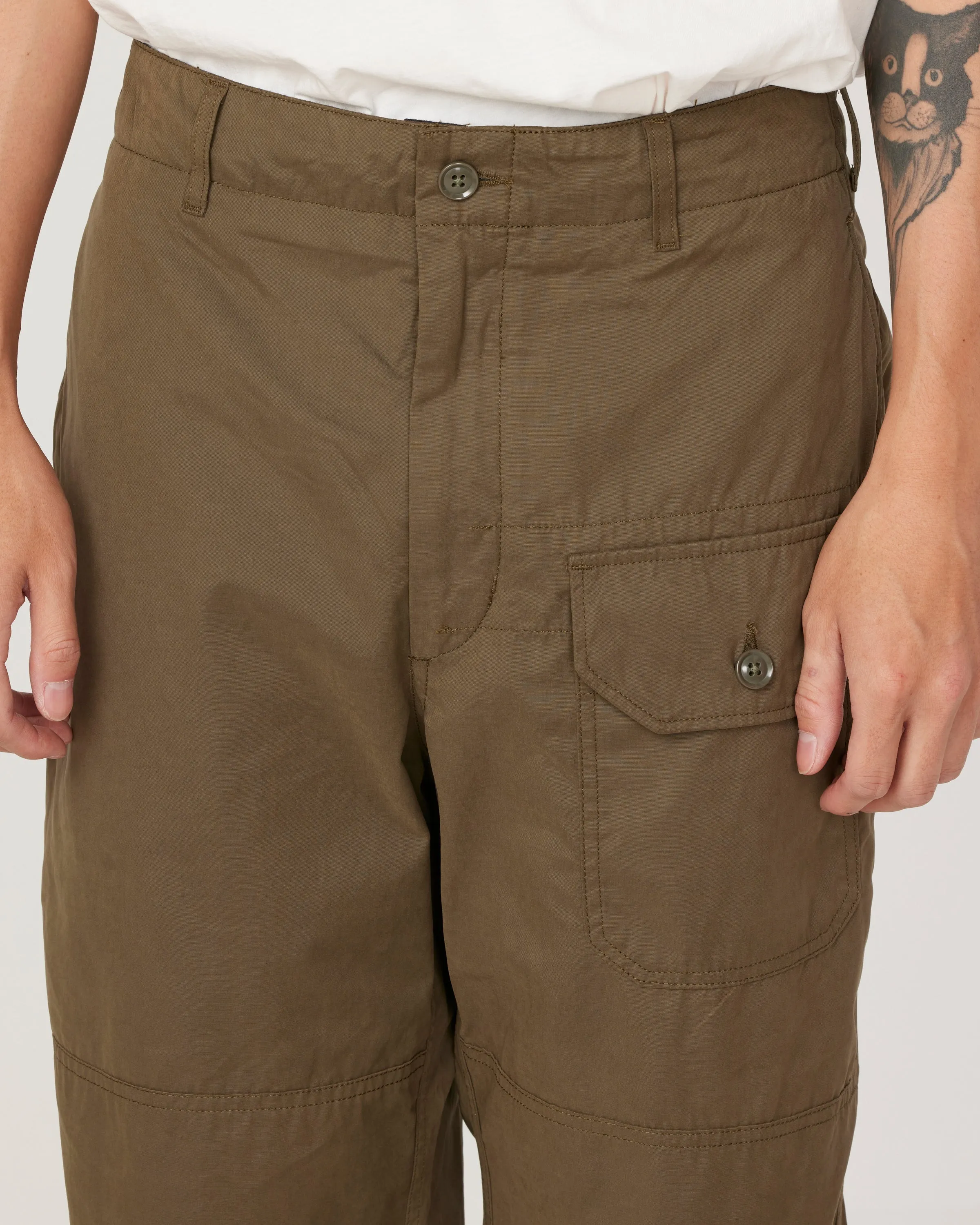 Coated Cloth Deck Pant in Olive