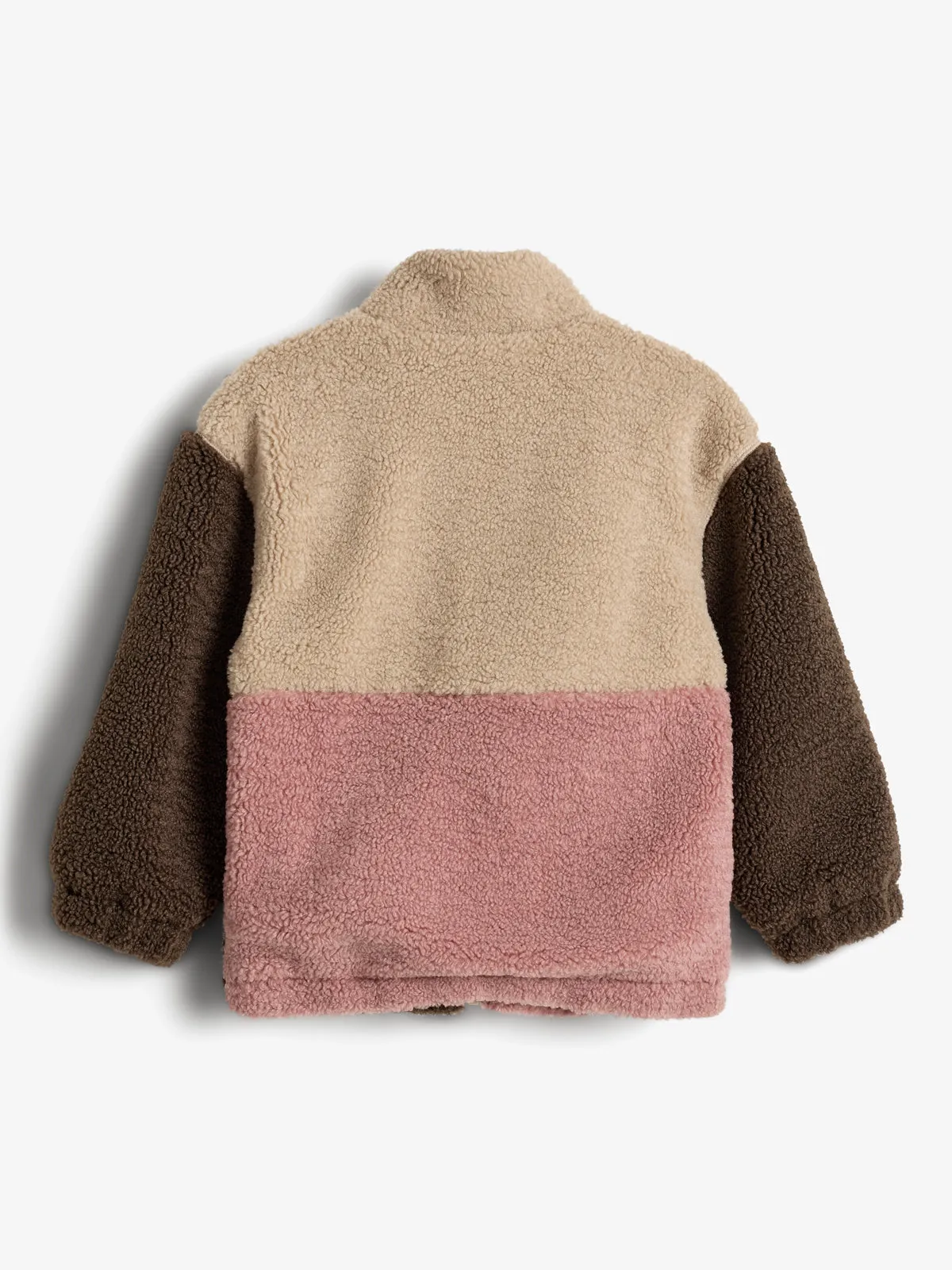 Colorblock Teddy Jacket - Kids - Dusty Rose/Beige/Dark Earth