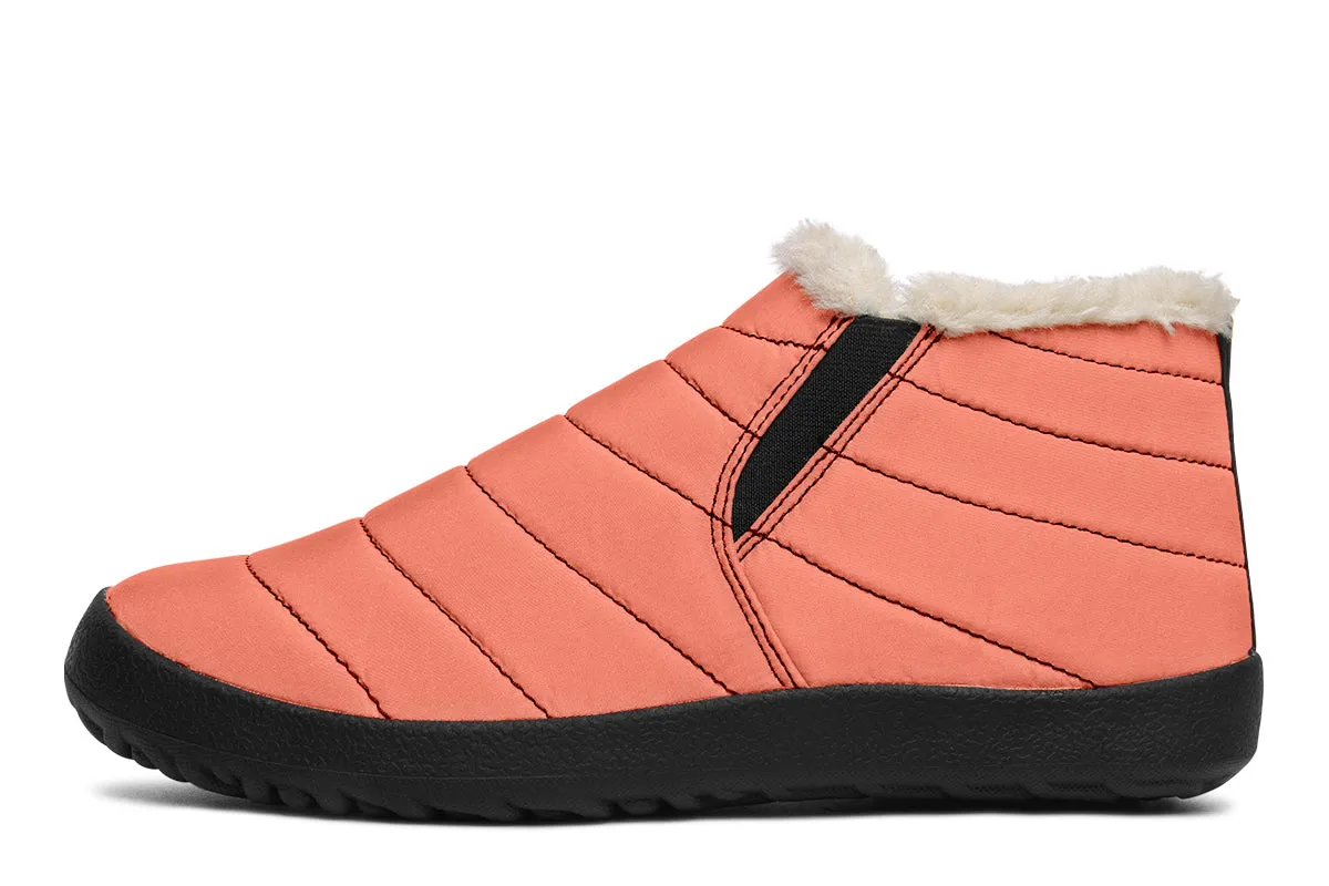 Coral Blush Winter Sneakers - Warm & Easy Slip-On Shoes Lined with Vegan Wool with Anti-Slip Soles