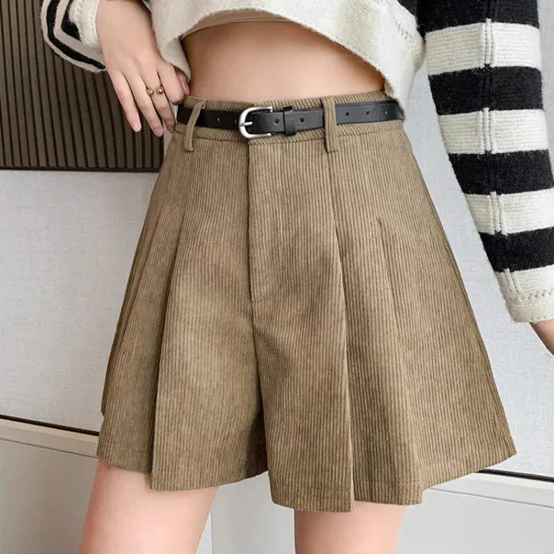 Corduroy Wide-leg Fashion Short for Autumn Winter