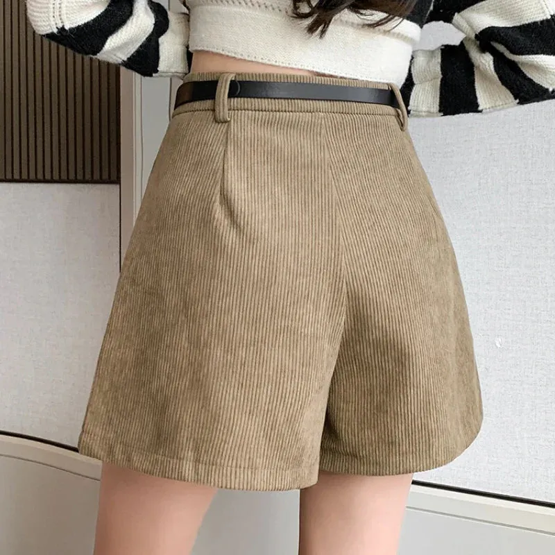 Corduroy Wide-leg Fashion Short for Autumn Winter