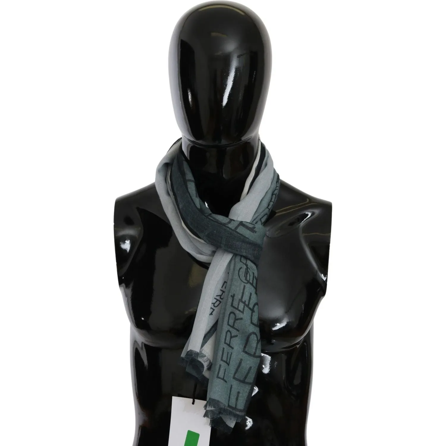 Costume National Elegant Blue Gray Wool Blend Scarf