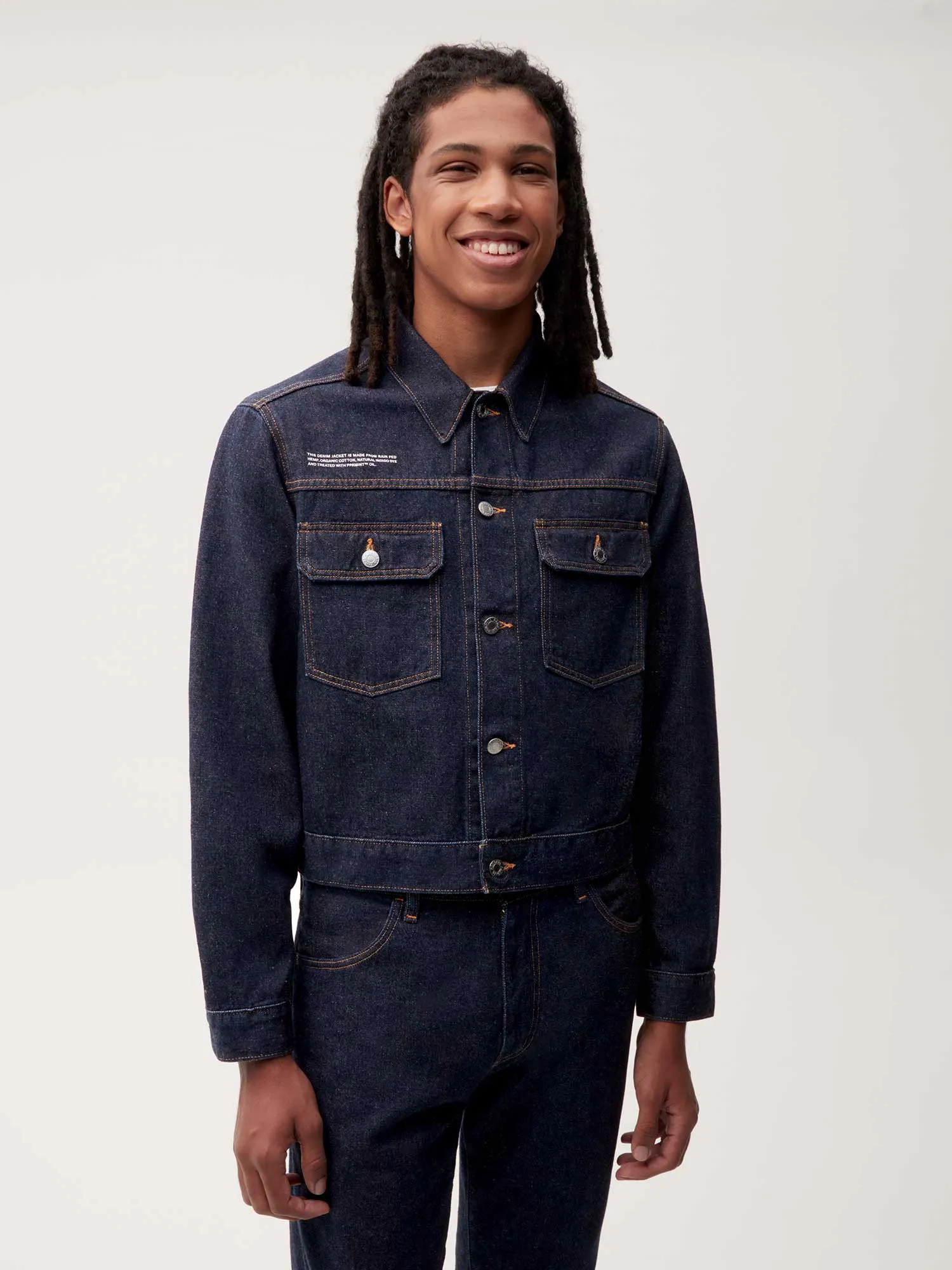 Cropped Hemp Denim Jacket—rinse wash