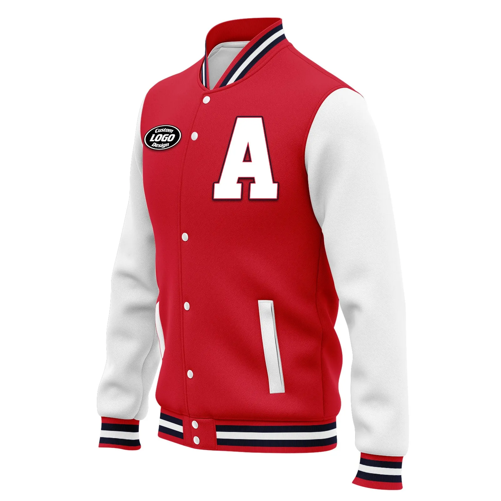 Custom Red Gray Jacket Bomber Full-Snap Varsity Letterman Personalized Jacket FZ005-D020255-3