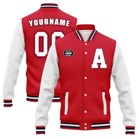 Custom Red Gray Jacket Bomber Full-Snap Varsity Letterman Personalized Jacket FZ005-D020255-3