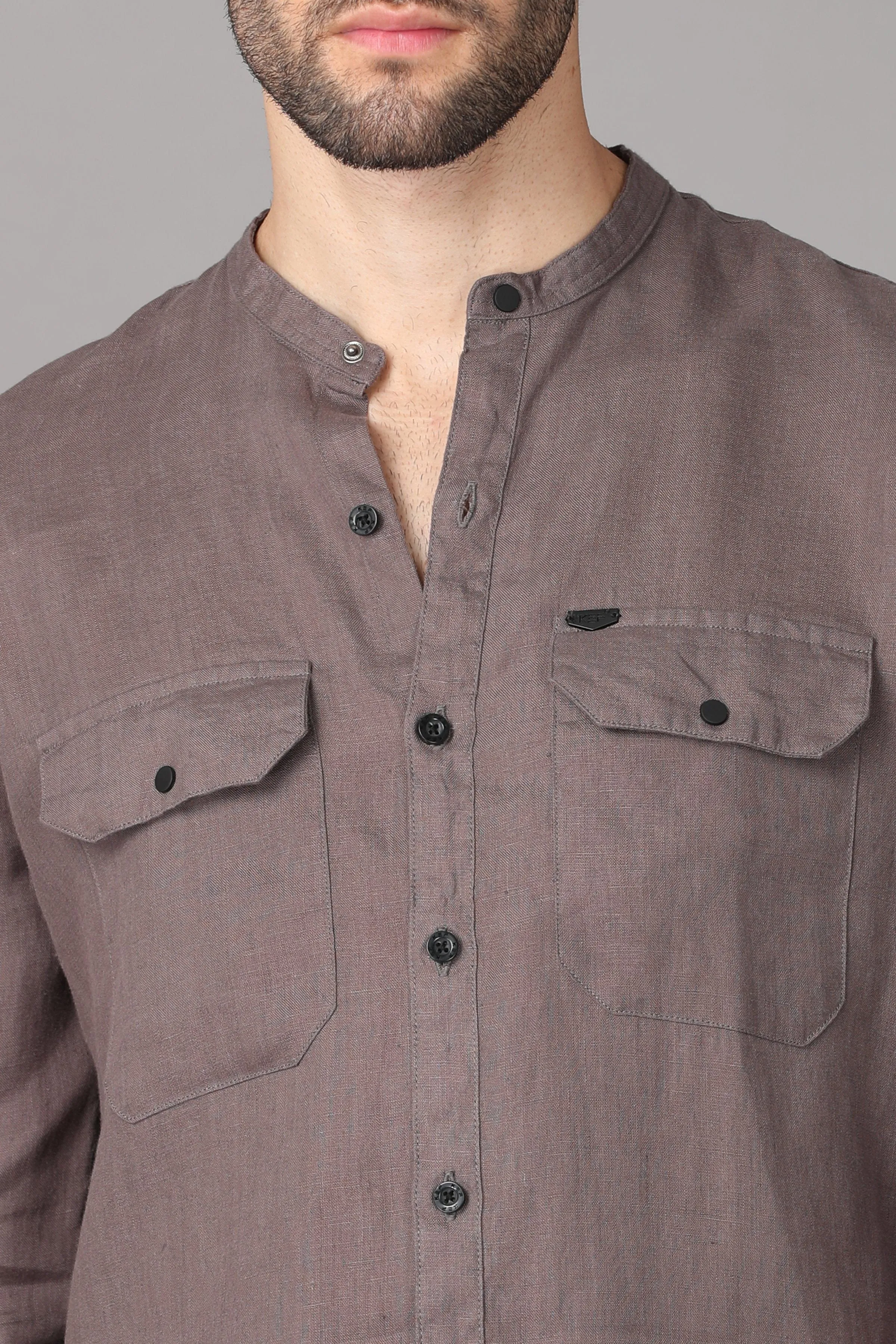 Deep Taupe Linen Shirt