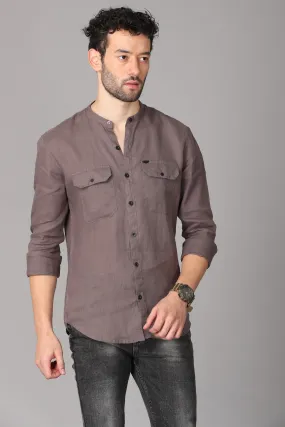 Deep Taupe Linen Shirt