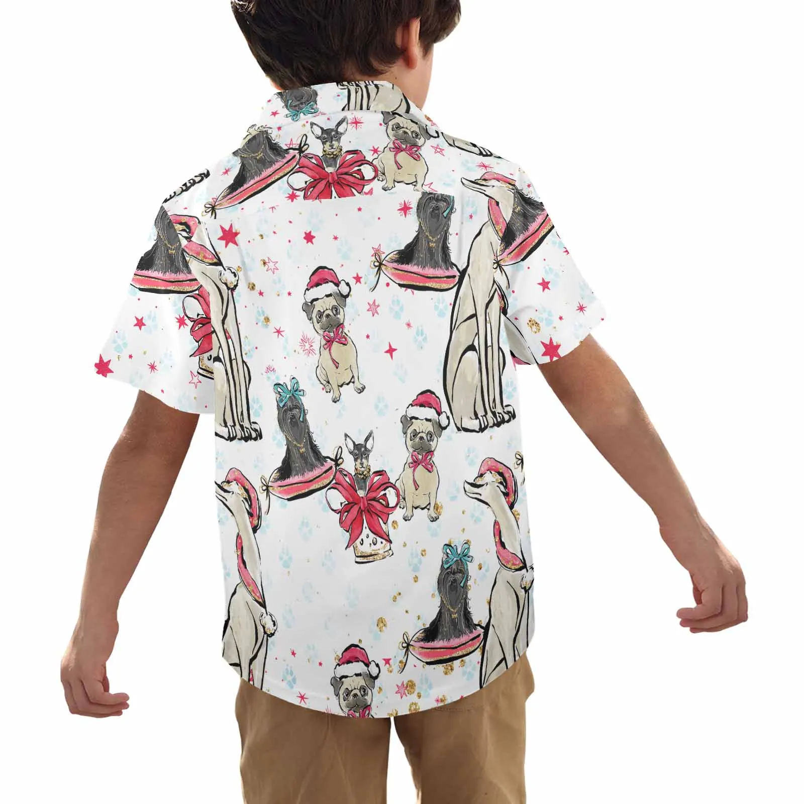 Dog Christmas  Little Boys Hawaiian Shirt