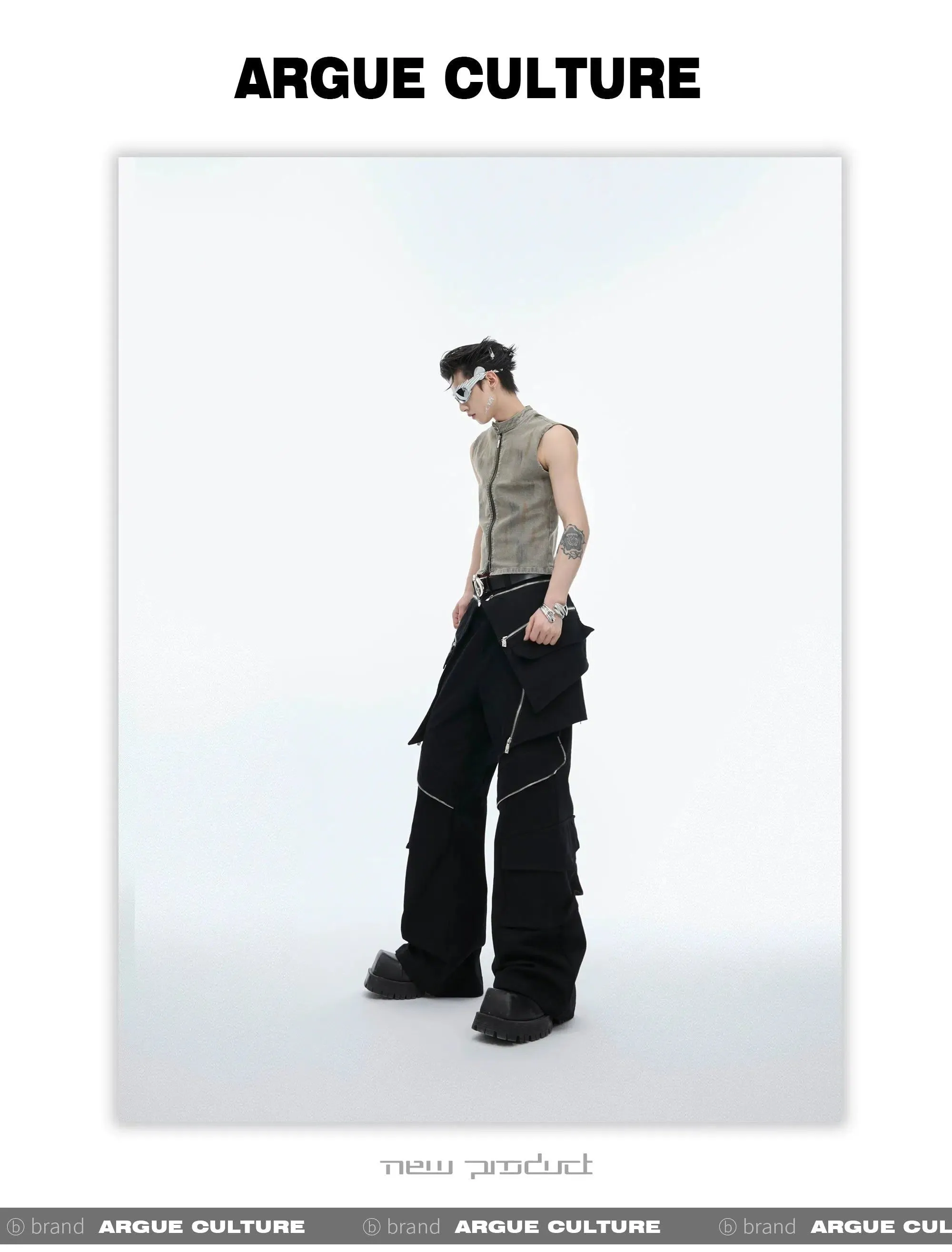 Double Layer Zipped Detail Pants