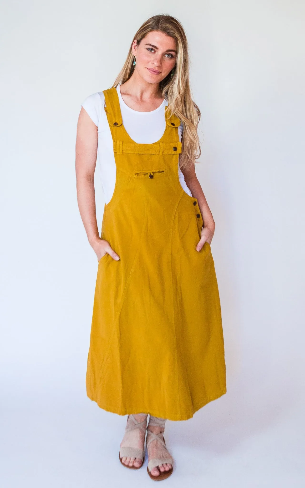 Dungaree Dress - Mustard