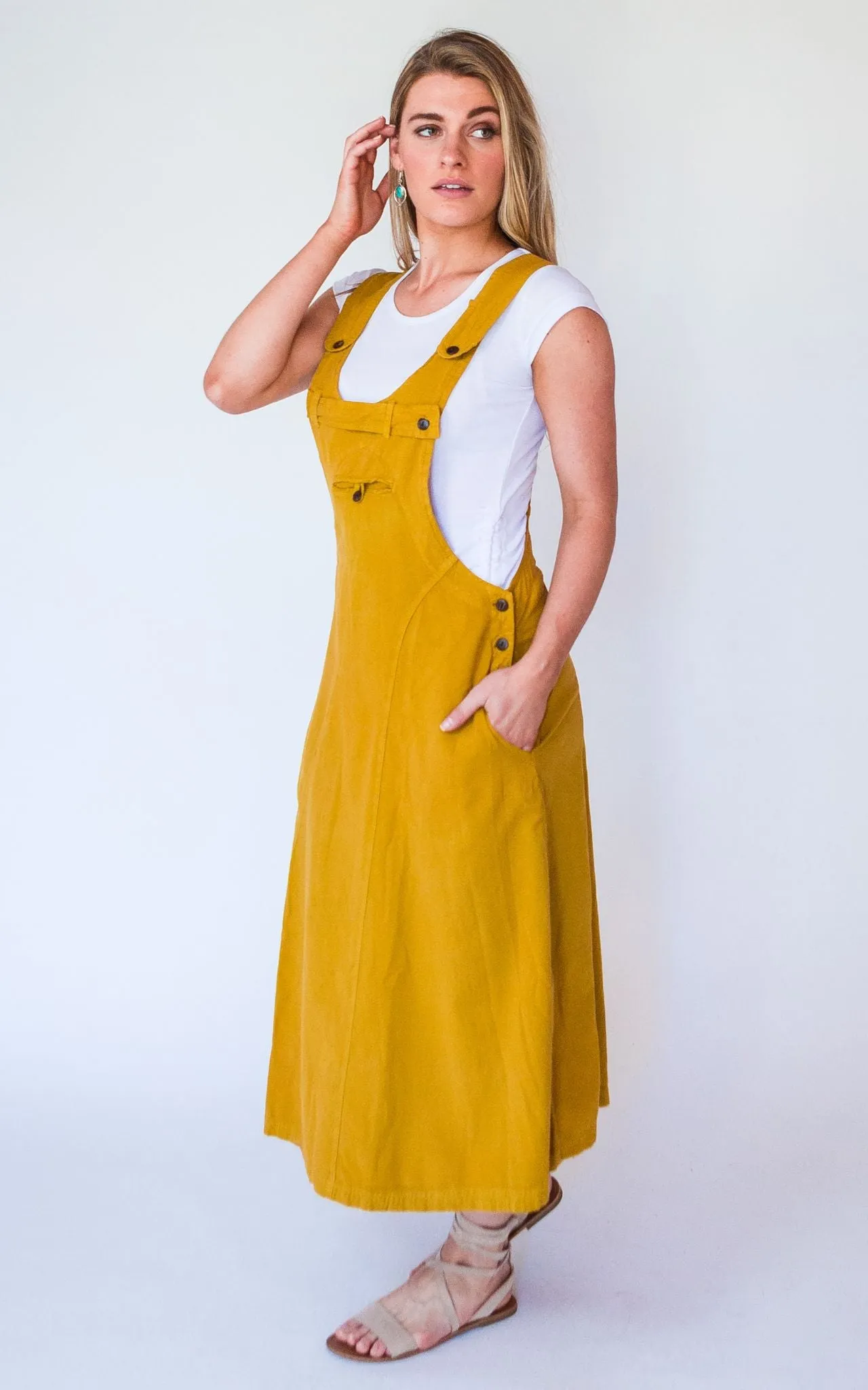 Dungaree Dress - Mustard