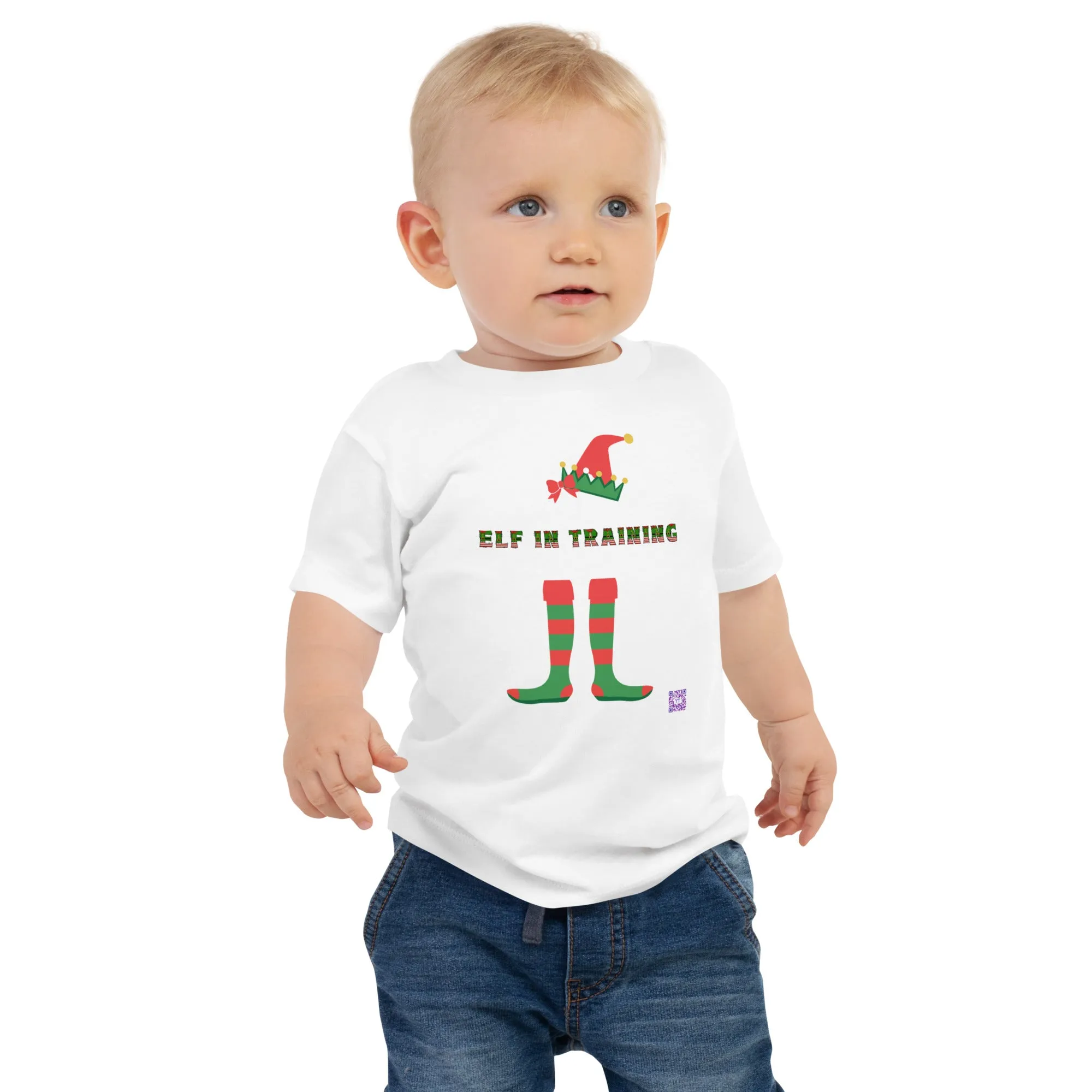 Elf in Training Christmas T-Shirt for Baby, Elf Costume Tee, Funny Holiday Shirt, Unique Christmas Present, Festive Elf Socks Design