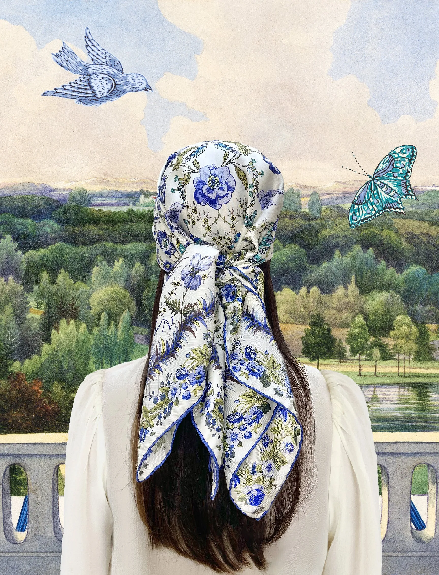 Elwyn New York Floral Flight Scarf