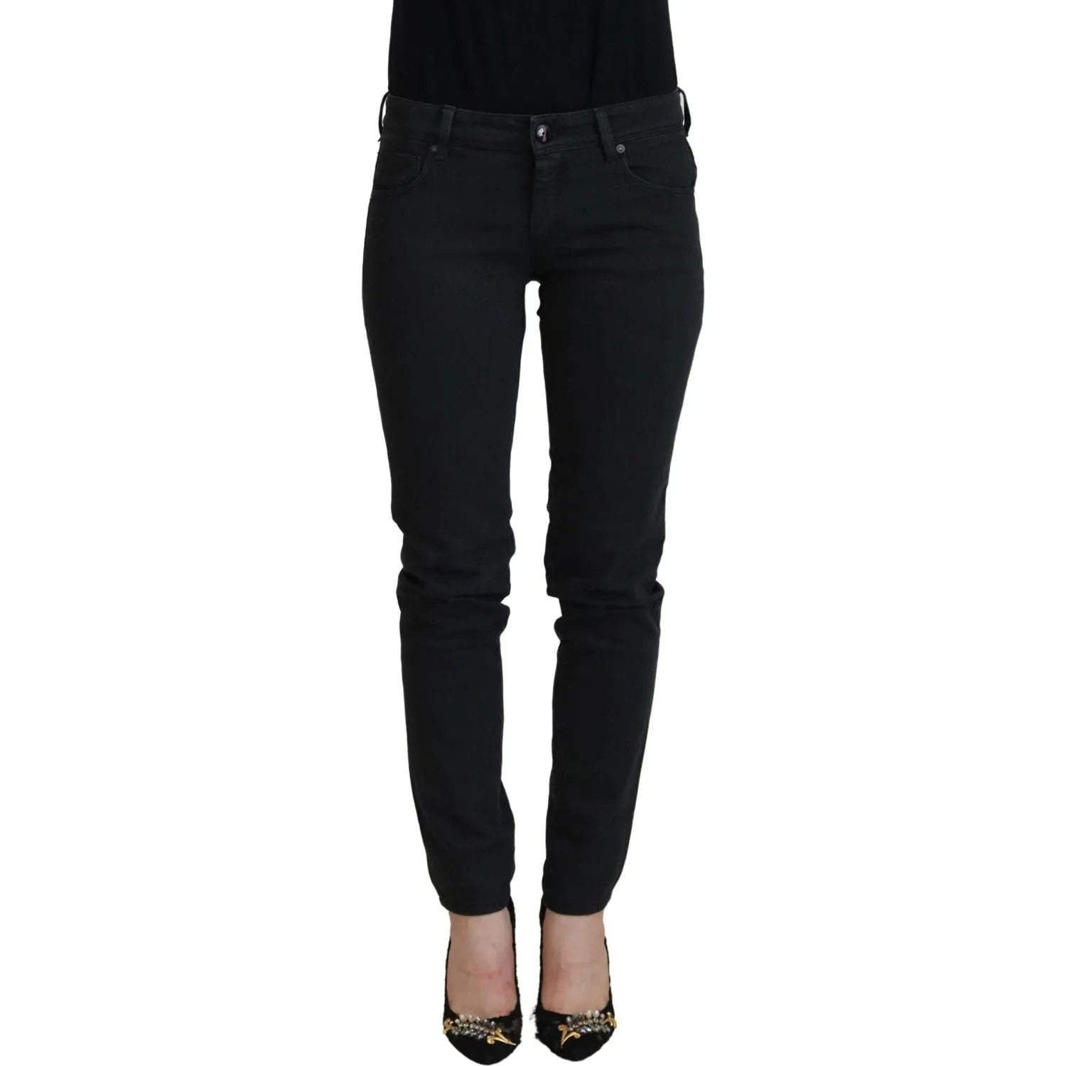 Ermanno Scervino Chic Low Waist Black Skinny Jeans