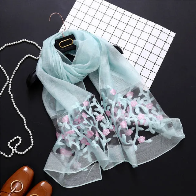 Fashion Silk Scarf Floral Printed Bandana Shawl #1366