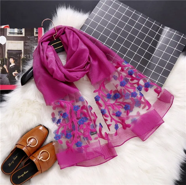 Fashion Silk Scarf Floral Printed Bandana Shawl #1366