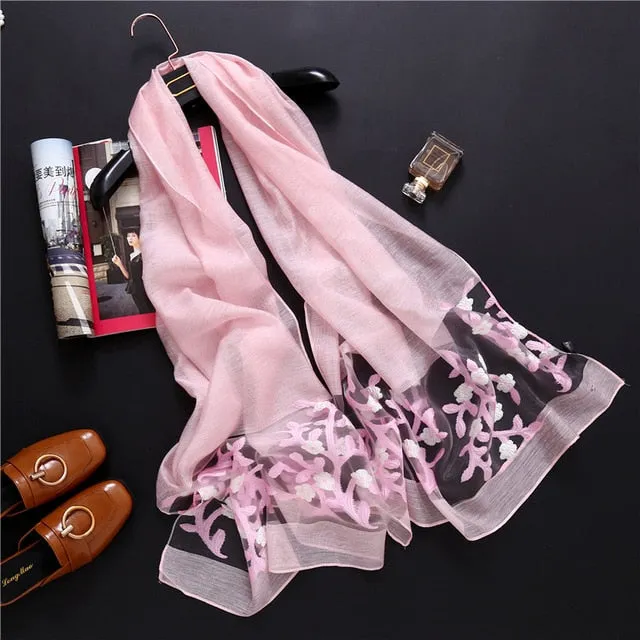 Fashion Silk Scarf Floral Printed Bandana Shawl #1366