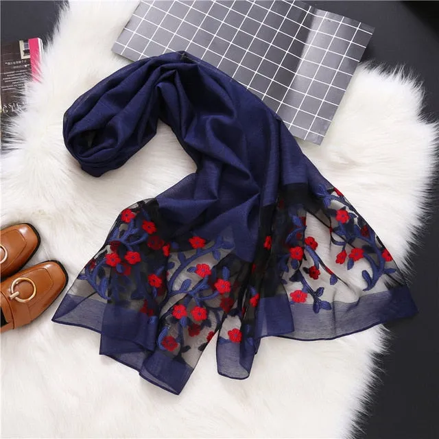 Fashion Silk Scarf Floral Printed Bandana Shawl #1366