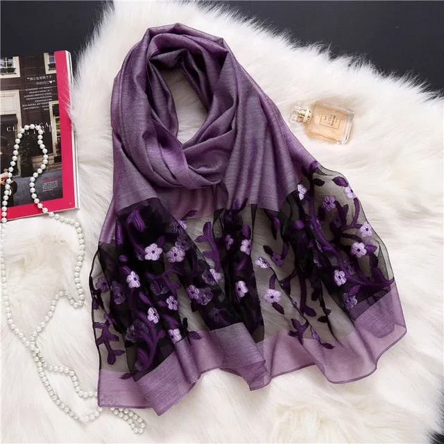 Fashion Silk Scarf Floral Printed Bandana Shawl #1366