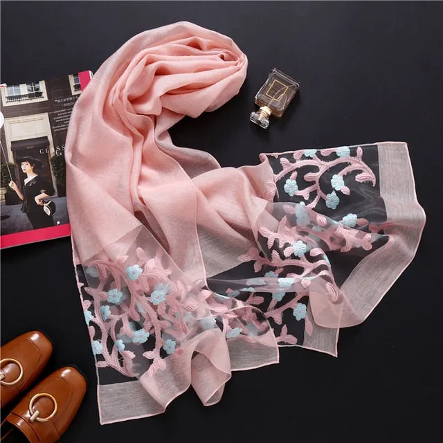 Fashion Silk Scarf Floral Printed Bandana Shawl #1366