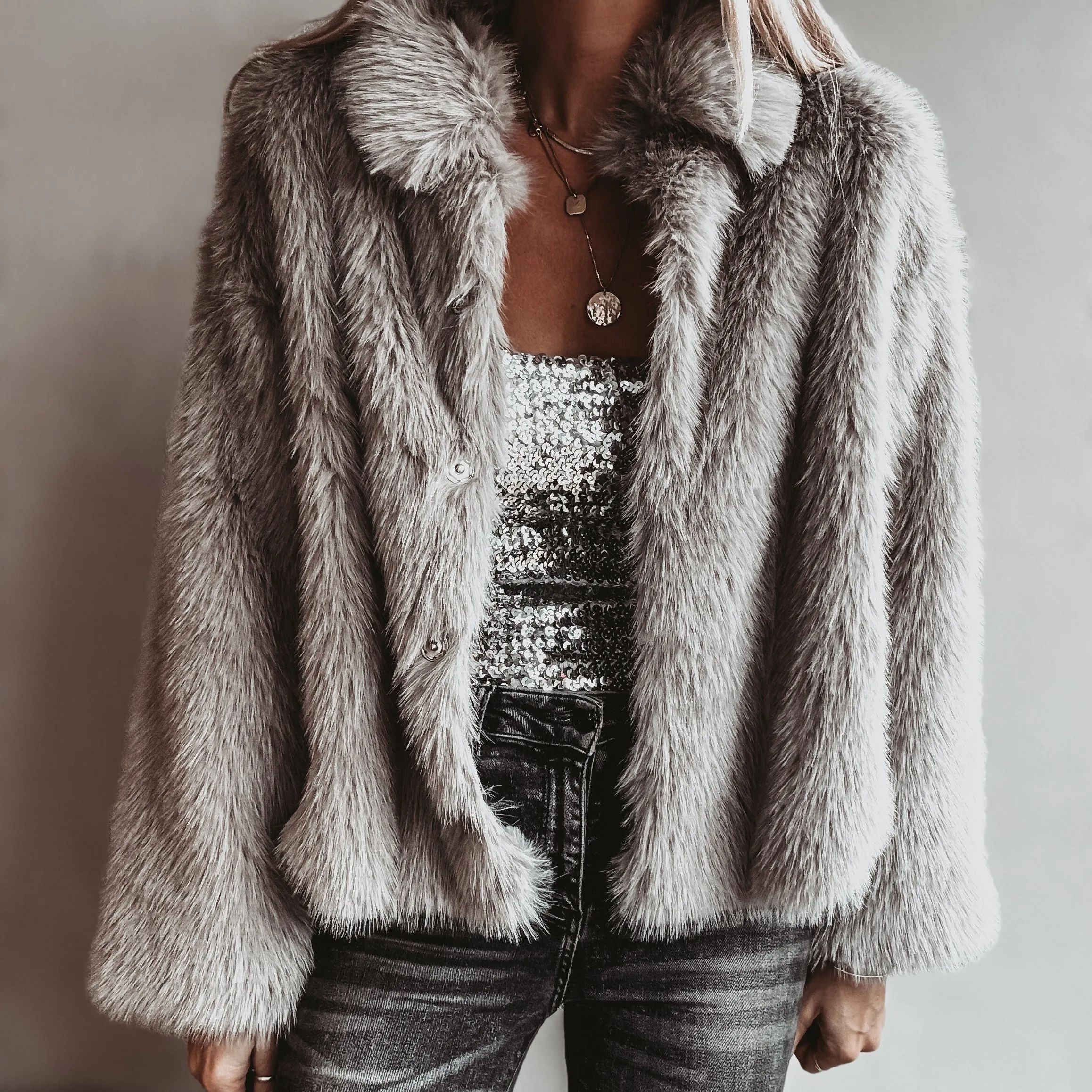 Faux fur GREY jacket *NEW*