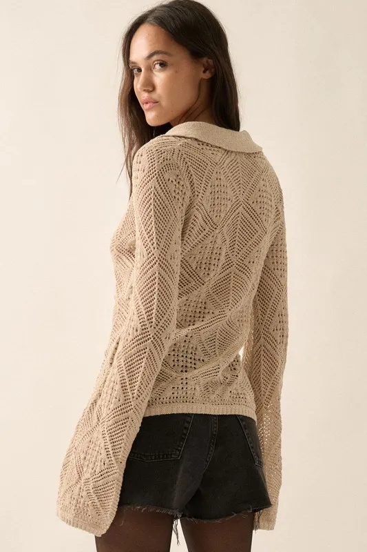 Ferry Crochet Sweater Knit Shirt