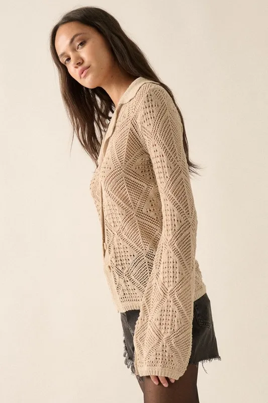 Ferry Crochet Sweater Knit Shirt