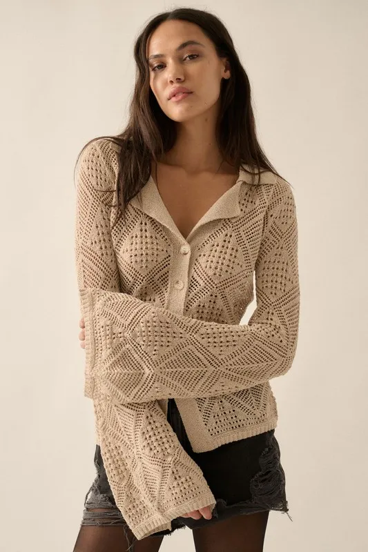 Ferry Crochet Sweater Knit Shirt