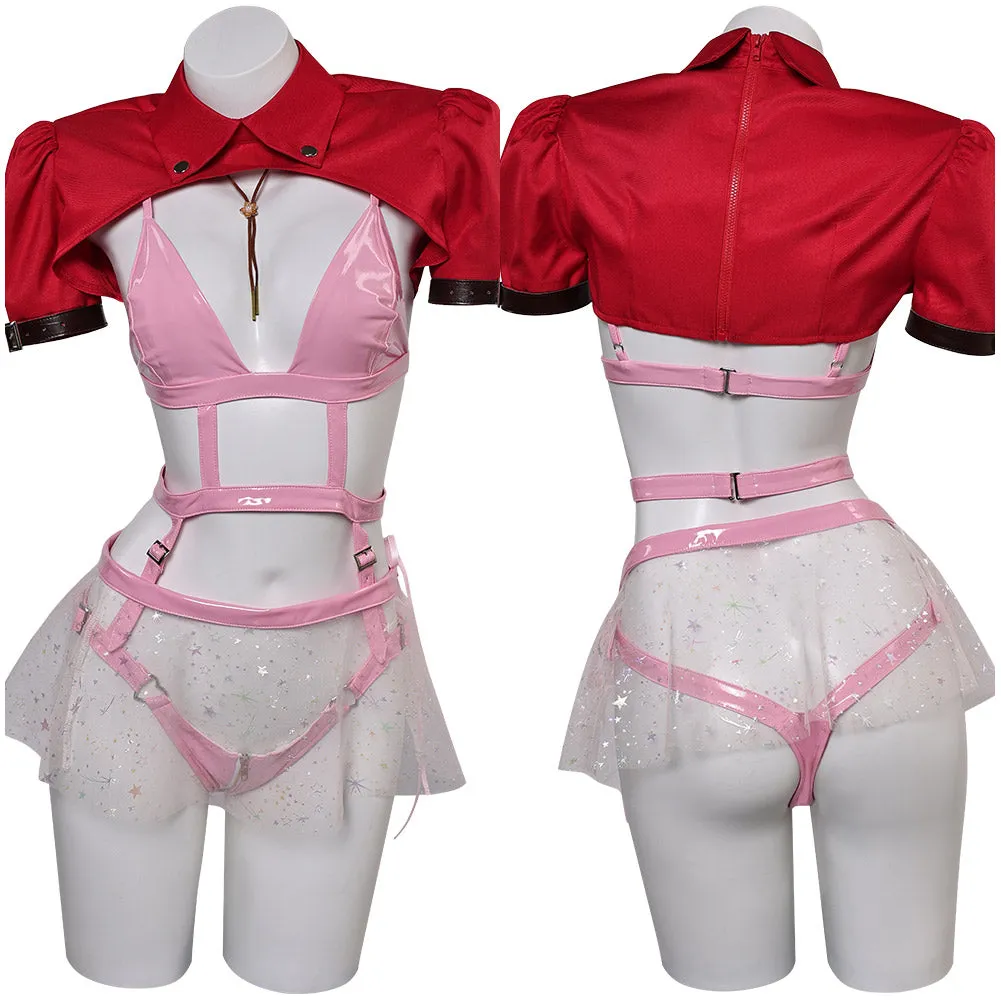 Final Fantasy Aerith Gainsborough Women Pink Sexy Suit Party Carnival Halloween Cosplay Costume