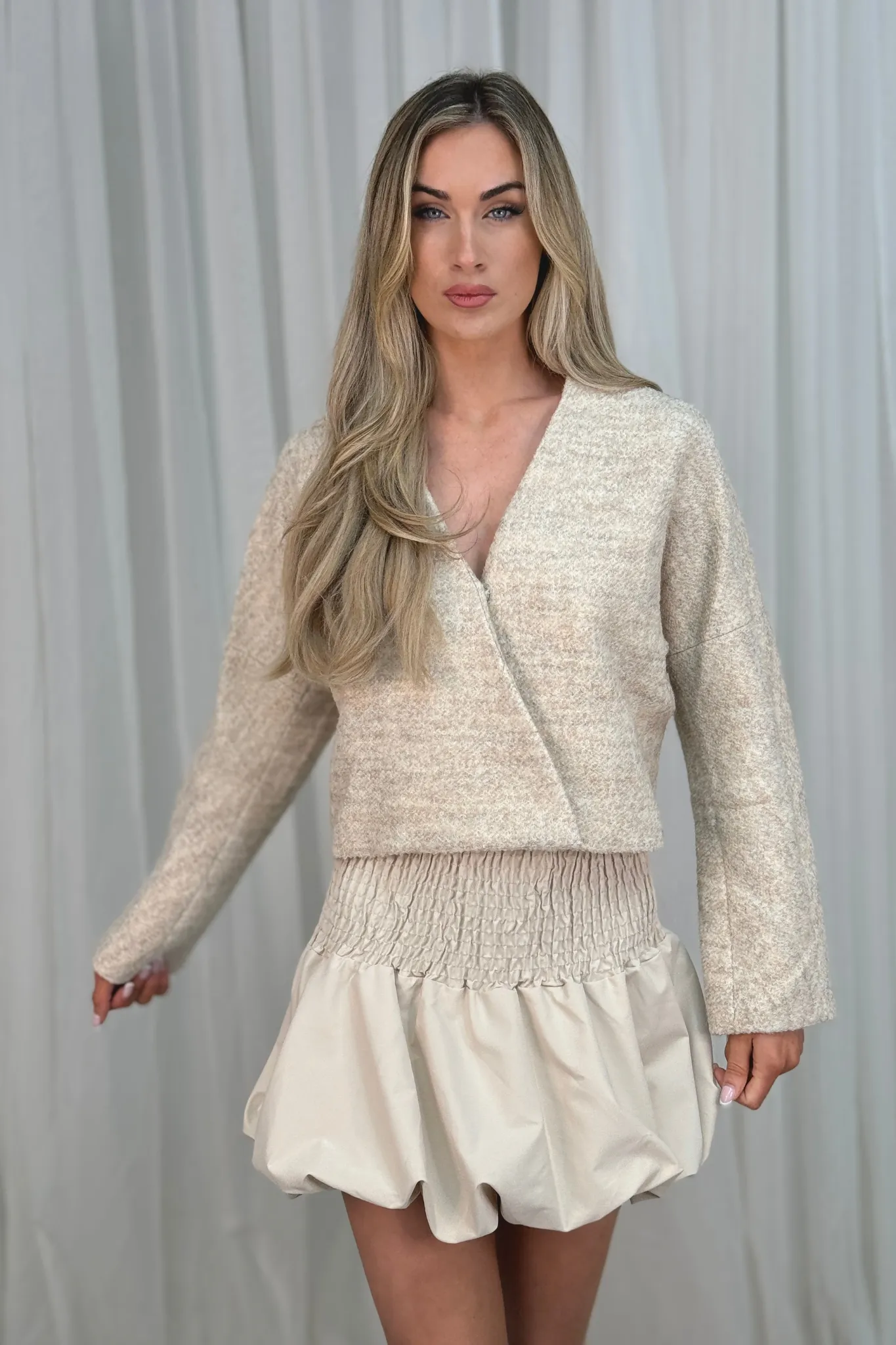 Frankie Wrap Front Jacket In Neutral