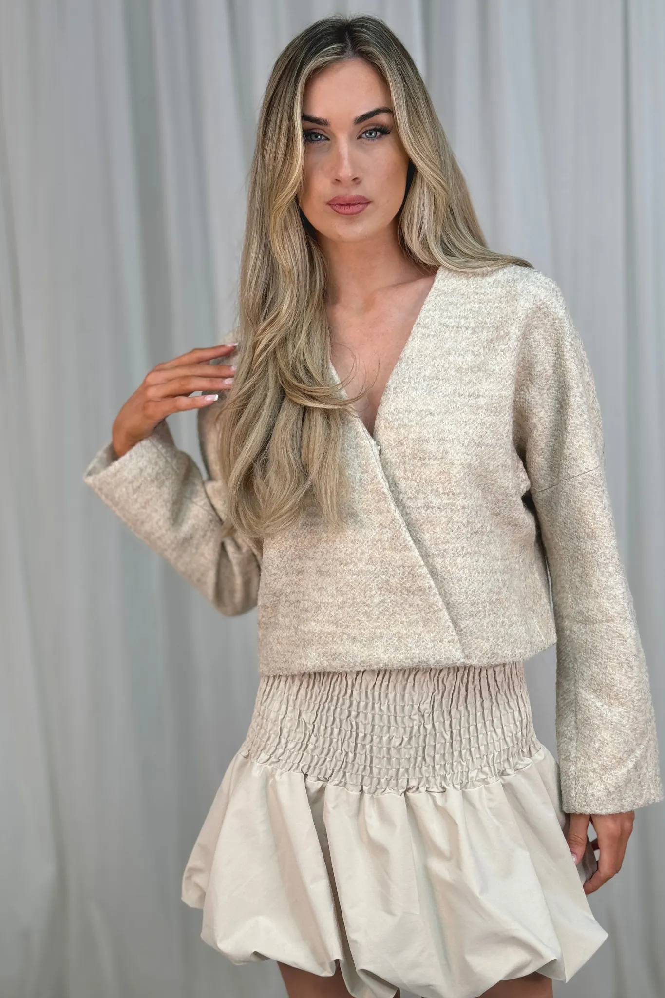 Frankie Wrap Front Jacket In Neutral