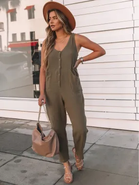 Full Size Scoop Neck Wide Strap Jumpsuit