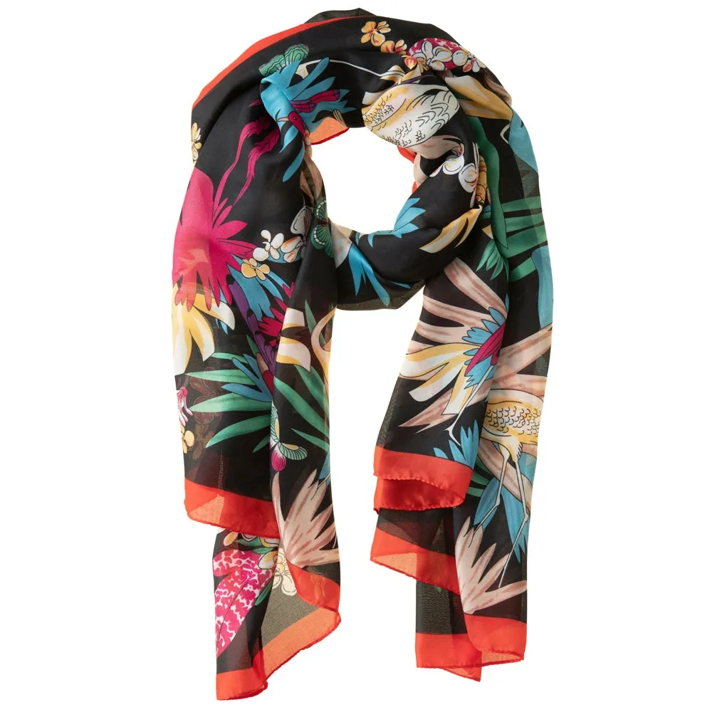 Galway Crystal Fashion Tropical Birds Polyester Scarf